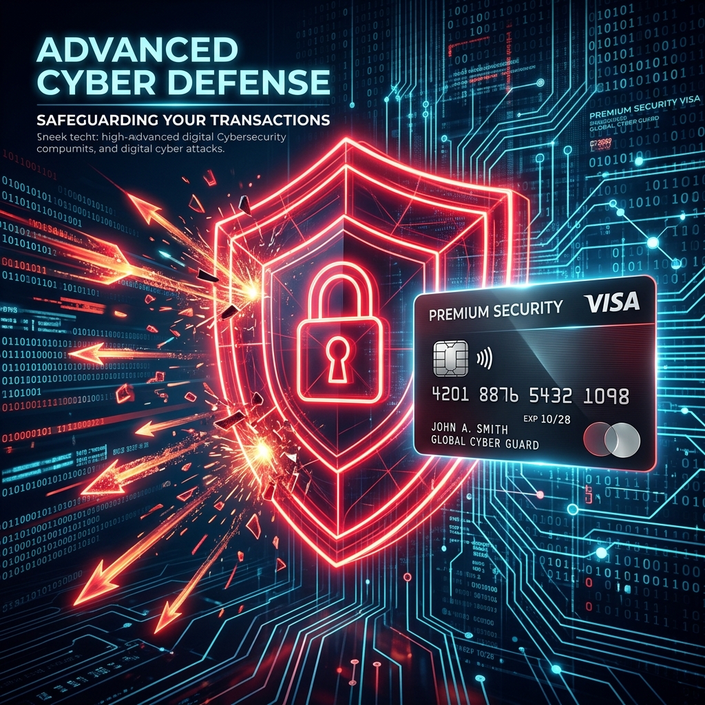 Credit card security shield illustration